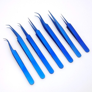 Lot de 7 pinces à épiler en acier inoxydable de haute qualité à pointe fine, revêtement couleur titane, pointes droites et courbes incluses - Product Image 1