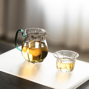 Guanlan Heat Resistant Glass Fairness Cup With Handle Oval Shape <b>Tea</b> Pitcher For Kung Fu <b>Tea</b> <b>Sets</b> Home Use Afternoon <b>Tea</b> - Product Image 4
