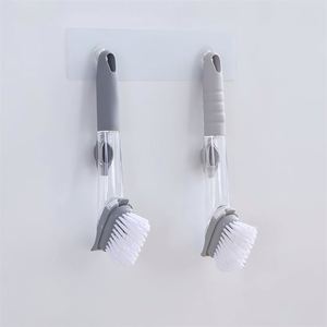 Éponge de nettoyage pour la vaisselle de cuisine remplaçable avec distributeur de savon, manche en plastique et poils en silicone - Product Image 4