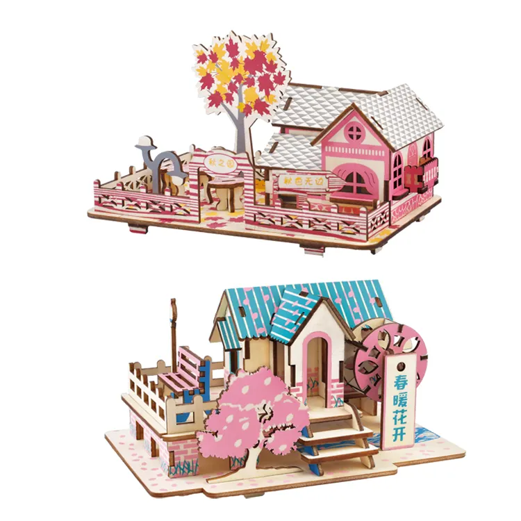 Tutti i tipi bambini speciale Puzzle serie stagione Puzzle Cottage in legno d'autunno