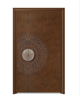 Porte d'entrée principale de villa moderne en acier inoxydable antivol avec double porte et portes d'entrée principales et latérales séparées, surface finie