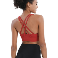 Soutien-gorge de sport gris sans fil pour femme, avec bretelles croisées au dos, rembourré, coussinets amovibles, maintien élevé, par Seeds