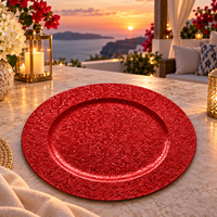 Assiettes de présentation géométriques Woju de 13 pouces en plastique argenté thermolaqué avec texture nid d'abeille pour la décoration de table de mariage