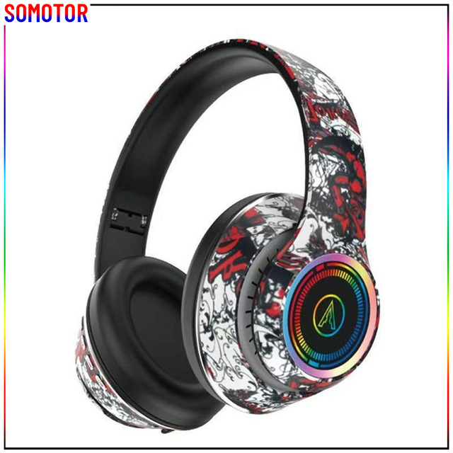 New A8 Factory Wireless Headset with JL Chipset Cross-Border for Bluetooth Headset with Luminous Card Graffiti for Radio