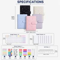 Organisateur de budget A6 créatif motif étoilé, pochette de papeterie en cuir rose et bleu, carnet multifonctionnel personnalisable