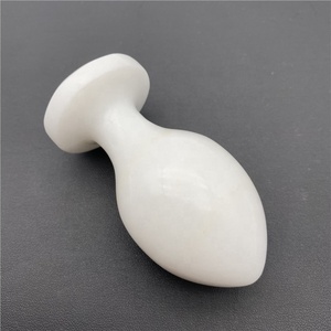 بالجملة بلورات لعبة الجنس الطبيعية تدليك الشفاء عصا بيضاء اليشم المكونات الشرجية - Product Image 3