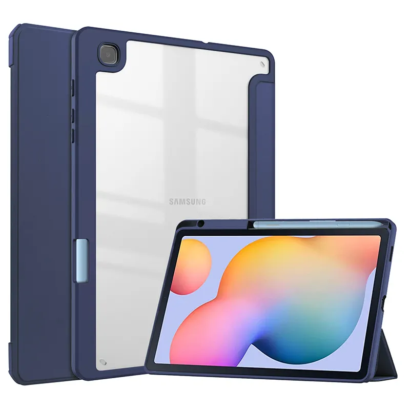 leather transparent back shockproof cases for tablet samsung tablet s6 lite galaxy tab cover case 2022