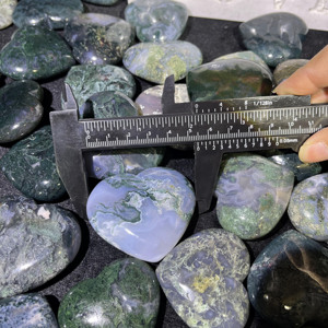 Venta al por Mayor de Cristales Naturales de Ágata Musgosa en Forma de <span class=keywords><strong>Luna</strong></span> y Corazón, Corazón de Ágata Musgosa para Sanación - Product Image 4