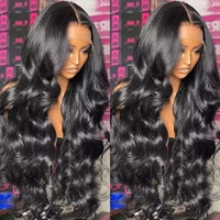 Perruque complète à grandes ondulations, naturelle et réaliste, cheveux longs bouclés, avec dentelle frontale et filet, 30 pouces, en stock, vente en gros usine