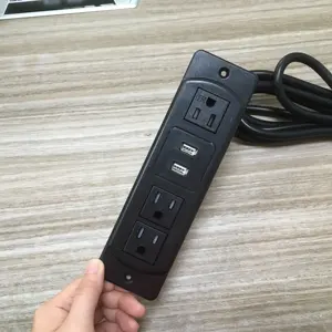 Bureau de meubles usa noir blanc 3 prise de courant prise électrique encastré 2 ports USB multiprise
