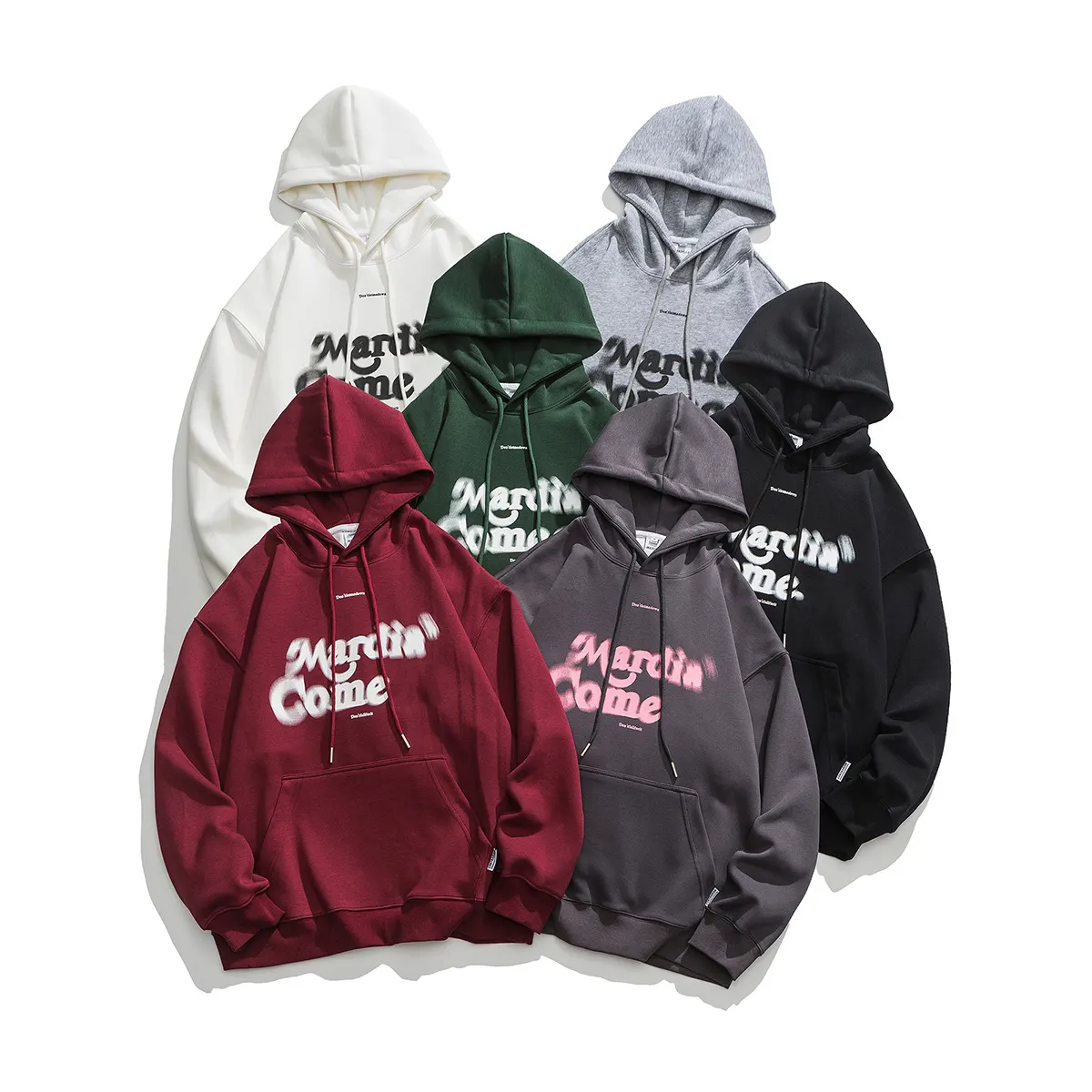 Disesuaikan pullover unisex mode streetwear kebesaran organik katun sutra layar cetak hoodies untuk pria