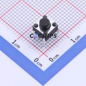 YTS1R0012CBT00 Tactile Switch Through hole Component (THT),6x6mm Switch Single Pole Single Throw Round Button 2.5N Through Hole - Product Image 1
