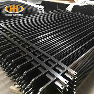 Çelik bahçe çit Modern çinko çelik Metal kazık çit siyah galvanizli 6x8 güvenlik ferforje düz üst çelik çit panelleri - Product Image 3