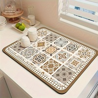 Tapis de séchage de vaisselle super absorbant pour comptoir de cuisine, avec dos en caoutchouc antidérapant, en diatomite douce et absorbante