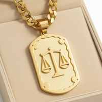 Nouveau design Z H – Pendentif unisexe en laiton plaqué or 24 carats, motif géométrique hip-hop, chaîne cubaine, constellation, équilibre – Cadeau idéal