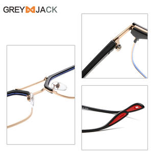 Montures de lunettes rectangulaires grises Jack à double pont, monture complète, protection anti-lumière bleue, unisexe, verres plats 8329 - Product Image 3