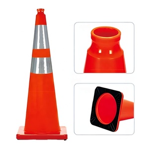 Cônes de signalisation routière personnalisés 700 mm 750 mm 1000 mm Autoroutes Signalisation Flexible Base en caoutchouc PE PVC Cône de sécurité routière réfléchissant - Product Image 3