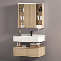 Ensemble de salle de bain mural Khazana Hammam Kashab Balut avec miroir LED anti-buée Migsala, lavabo en céramique moderne de style européen, idéal pour hôtel