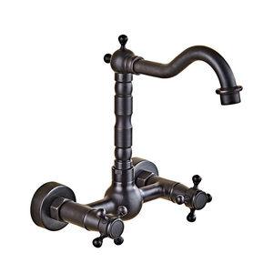 Robinet de baignoire mural double ouverture chaud/froid de style européen, en laiton vintage, <span class=keywords><strong>avec</strong></span> <span class=keywords><strong>ensemble</strong></span> de douche de luxe léger - Product Image 4