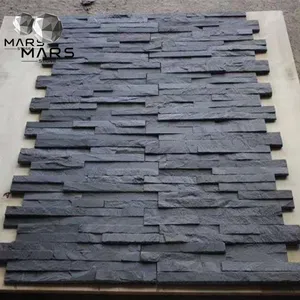 Màu Đen Slate 3D Tường Đá Ốp Chia Mặt Tường Ốp