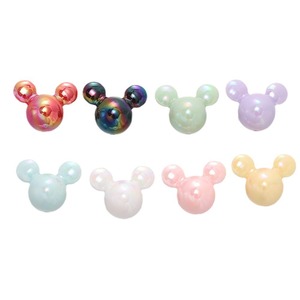Acrylic Cartoon Mouse Head <b>Beads</b> Solid Color Ab Iridescent Round <b>Beads</b> For Diy Jewelry Making - Product Image 5
