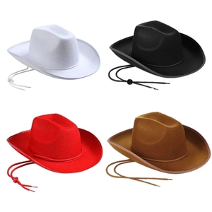 Haiwin – <span class=keywords><strong>chapeau</strong></span> <span class=keywords><strong>de</strong></span> Cowboy occidental en feutre, avec cordon <span class=keywords><strong>de</strong></span> serrage réglable, pour homme et femme - Product Image 3