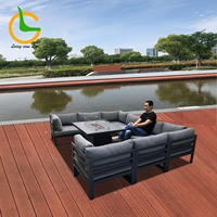 Ensemble de canapés d'extérieur modernes de luxe en aluminium imperméable pour jardin, patio, hôtel et salon