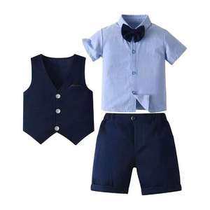 <span class=keywords><strong>Costume</strong></span> formel de gentleman pour garçons, ensemble 4 pièces avec gilet à manches courtes, idéal pour le porteur d'alliances, les anniversaires et les séances photo - Product Image 2