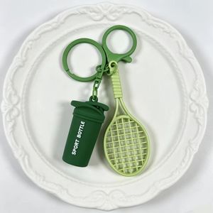 Llavero de silicona con diseño deportivo, colgante de mini raqueta de bádminton de plástico, cierre de mosquetón a juego con el color - Product Image 6