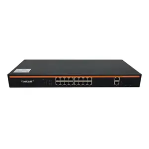 TiNCAM OEM/ODM 48v Network Ethernet Fiber 2 Sfp 10/100/1000m Full Gigabit Umanaged 16 Port PoE Switch Outdoor Security System