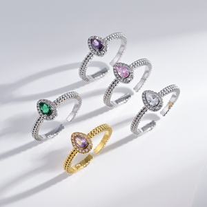 factory price plata 925 sterling silver <b>iced</b> out cubic zirconia <b>ring</b> fine jewelry luxury colorful cz adjustable finger <b>rings</b> - Product Image 2