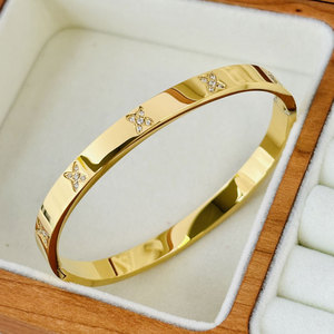 Pulseras y Brazaletes de Lujo al por Mayor de Acero Inoxidable 316L, Chapados en Oro de 14k y 18k, con Circonitas, de Diseñador, para Mujer - Product Image 6