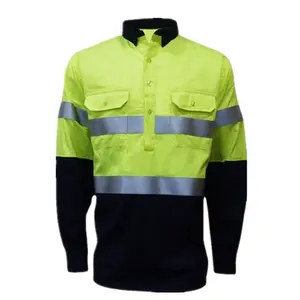 男士工作安全制服HiVis衬衫机械采矿安全工作夹克工人高品质夹克
