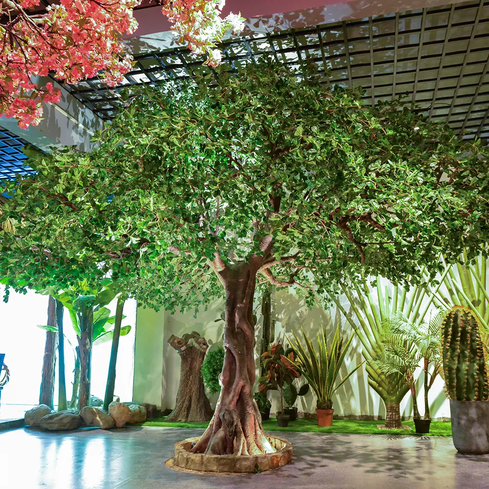 Fabriek Cystomized Grote Banyan Ficus Boom Indoor Decoratieve Ficus Boom Kunstmatige Indoor Grote Boom Voor Winkelcentrum