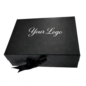 Boîte cadeau magnétique pliable en carton de luxe avec logo personnalisé et ruban pour robes et vêtements - Product Image 2