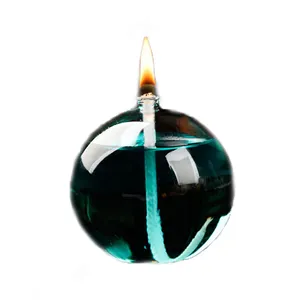 Bolas de vidro redondas transparentes, suporte para velas, lâmpadas de vidro com querosene e óleo