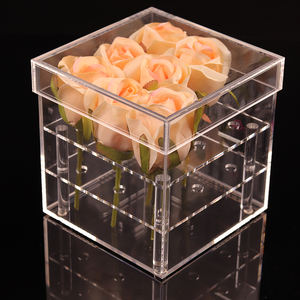 Boîte <span class=keywords><strong>de</strong></span> présentation <span class=keywords><strong>de</strong></span> fleurs <span class=keywords><strong>de</strong></span> rose en acrylique transparent <span class=keywords><strong>de</strong></span> haute qualité carrée transparente avec 9 trous Boîte <span class=keywords><strong>de</strong></span> présentation élégante - Product Image 3