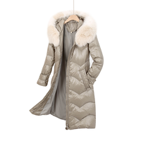 YAJIANUO Manteau d'hiver long et ajusté pour femme, style vintage, anti-plis, léger, avec fermeture éclair et capuche amovible en fourrure