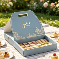 Boîte Cadeau de Luxe Personnalisée pour Pâtisseries Arabes, Desserts, Chocolats, Crownies, Basbusa, Gâteau aux Dattes avec Poignée de Transport