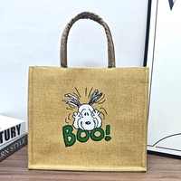 Sac fourre-tout vintage en jute et lin, grande capacité, imprimé arc-en-ciel, sac de courses écologique en toile de jute, sac cadeau pour enseignant, étudiant, courses