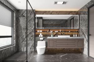 Mueble de Baño Moderno con Doble Lavabo, Resistente al Agua, con Espejo LED y Gabinete de Piedra Artificial Duradero - Product Image 5