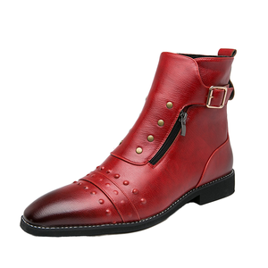 Bottes Chelsea pour hommes de grande taille, en cuir PU, à fermeture boutonnée, semelle en caoutchouc, chaussures décontractées pour l'automne, l'hiver et l'été - Product Image 1