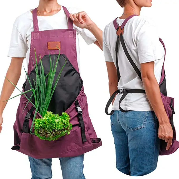 Harvesting Utility Canvas Deep Kangaroo release Pouch Gardening Apron with Pockets for woman & men