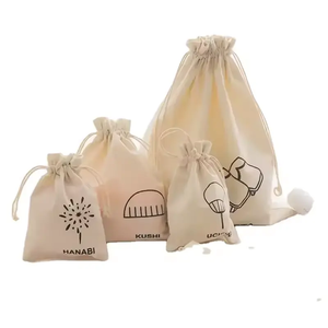 Sac à cordon personnalisé de luxe en coton de chanvre gris géant avec logo, pochette en tissu de lin fin avec cordon de serrage pour chapeau - Product Image 4