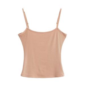 Tracolla regolabile CNSHELL con collo quadrato canottiera da donna tinta unita Basic sottile corta costola Casual - Product Image 6