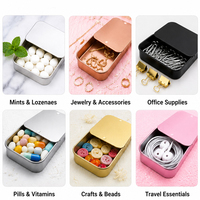 Boîte en fer blanc coulissante, type tiroir, mini boîte de rangement à poussoir pour bonbons, médicaments, pastilles et petits objets