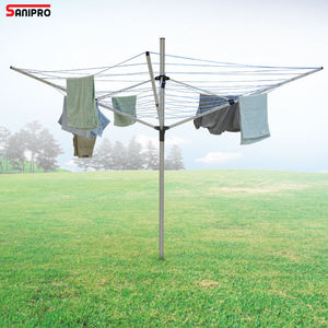SANIPRO Séchoir à <span class=keywords><strong>linge</strong></span> rotatif en alliage d'aluminium à 4 bras en forme de <span class=keywords><strong>parapluie</strong></span> pour <span class=keywords><strong>jardin</strong></span> extérieur - Product Image 1