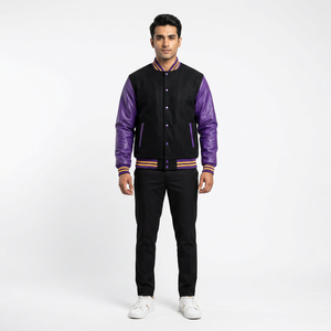 Chaqueta Varsity de Cuello Alto con Logotipo Personalizado para Hombre, 100% Algodón, Talla Grande, Tejida para Invierno, Gran Venta - Product Image 1