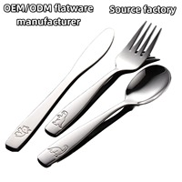 Dinyon Factory - Vente en gros - Ensemble de couverts écologiques en acier inoxydable pour enfants - Couteau, fourchette et cuillère 410 - Couverts pour enfants