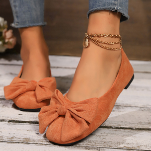 Chaussures plates grande taille pour femmes 803 avec nœud et motif à pois, collection Printemps 2025, en velours, bout rond, à enfiler, style mocassins - Product Image 3